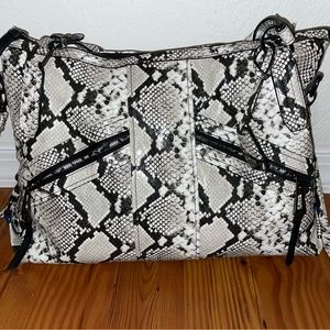 Jessica Simpson Black and White Animal-Print Shoulder Bag